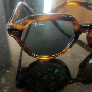 Ray-Ban Sunglasses RB4399 GINA Polished Striped Havana with Blue lenses